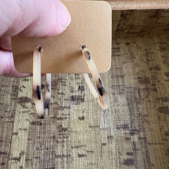 Source Unknown Tortoise Shell Hoop Earrings - Picture 1 of 3
